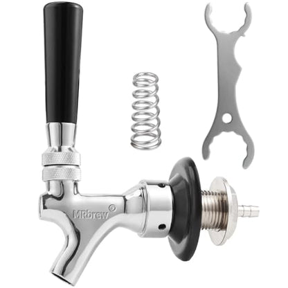 MRbrew Draft Beer Shank Faucet Kit, 1-1/2'' Beer Shank No Leak 1/4'' Beer Line Nipple Barb Fitting Beer Shank Tap for Kegerator Brewing with Self-Closing Beer Tap, Stainless Steel Core for Beer Party - size: 1-1/2''