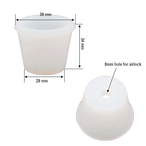 3-Piece Plastic Airlock and Silicone Carboy Bung Set for Home Brewing Wine, Beer, and Kombucha (2-Pack)