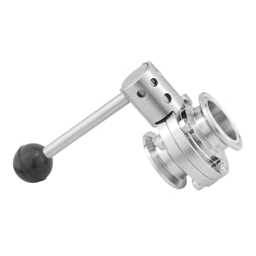 Sanitary Butterfly Valve Tri Clamp Valve with Handle 1.5" Tri Clamp Clover 1.5" Tube OD 304 Stainless Steel (pack of 2) - size: 1.5" Tube OD