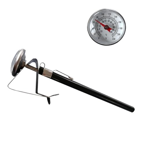 2xMilk Thermometer for Steaming Thermometer with Clip & Sleeve Pocket Dial Thermometer for Tea Cheese Drinks Beverage, Argent, 2