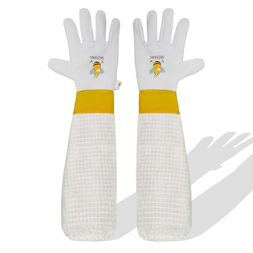 Stingproof Goatskin Beekeeping Gloves, 3-Layer Breathable Sleeve(XS) | Elastic cuffs for a secure bee-proof seal, unisex comfy fit, ideal for both beginner of professional beekeepers - size: XS