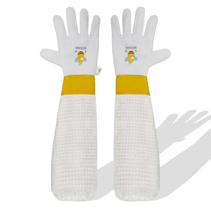 Stingproof Goatskin Beekeeping Gloves, 3-Layer Breathable Sleeve(XS) | Elastic cuffs for a secure bee-proof seal, unisex comfy fit, ideal for both beginner of professional beekeepers - size: XS