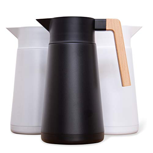 Thermal Coffee Carafe 68 Oz - Stainless Steel Insulated with Tea Infuser | Hastings Collective Double Wall Vacuum Carafe, Keeps Drinks Hot for Hours, Push-Button Pour, Coffee Tea Cold Brew, Black - color: Black