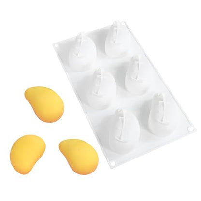 3D Mango Silicone Molds, 6-Cavity Fruit Baking Mold for Mousse Cake, French Dessert, Pastry, Chocolate, Truffle, Non-Stick Easy Release Food Grade Silicone Mould (A_ Mango) - size: A_ Mango