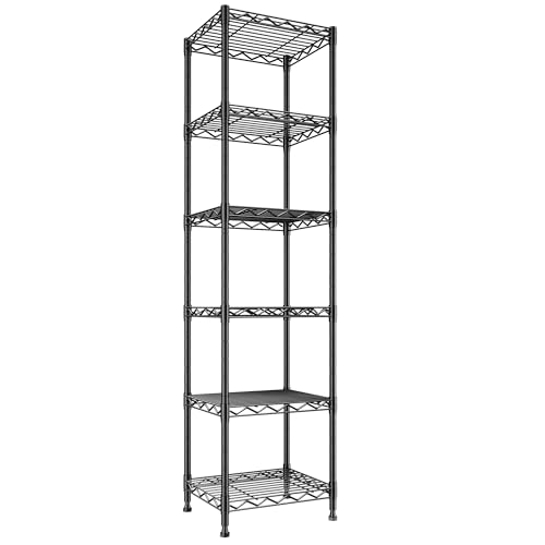 Romorgniz 6 Tier Wire Shelving Units Metal Shelves Storage Rack: Adjustable Storage Shelves Standing Shelf Units and Narrow Shelf for Laundry Bathroom Kitchen Pantry 15.75" W*11.81" D*62.99" H - color: Black, size: 62.99"H x11.81"D x 15.75"W