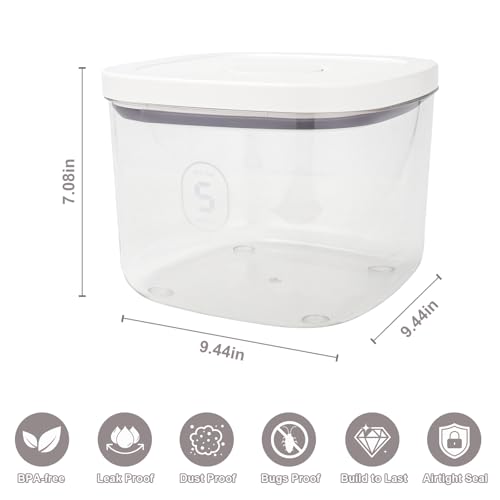 Airtight Rice Container with Measuring Cup, BPA-Free Clear PET Plastic Food Storage Container Pantry Organizers and Storage Sugar Cookies Flour Rice Container (5 L /5.28 QT) - size: 5 L /5.28 QT