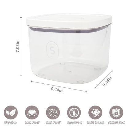 Airtight Rice Container with Measuring Cup, BPA-Free Clear PET Plastic Food Storage Container Pantry Organizers and Storage Sugar Cookies Flour Rice Container (5 L /5.28 QT) - size: 5 L /5.28 QT