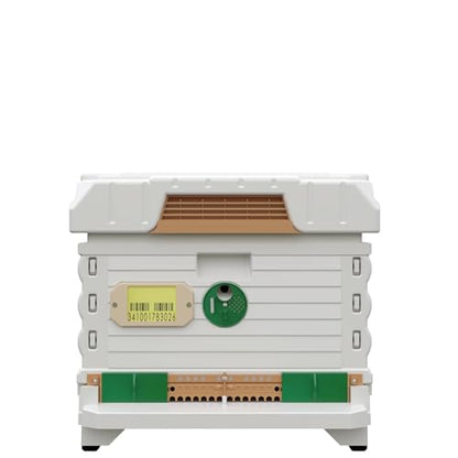 Apimaye Ergo Insulated Bee Hive Set with 10 Wood Frames with Premier Double Wax Foundations (White Body Green Entrance, Single)