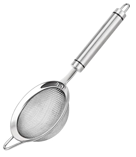 304 Stainless Steel Fine Mesh Strainers for Kitchen, Colander-Skimmer with Handle, Sieve Sifters for Food, Tea, Rice, Oil, Noodles, Fruits, Vegetable - size: 3.35 in Small