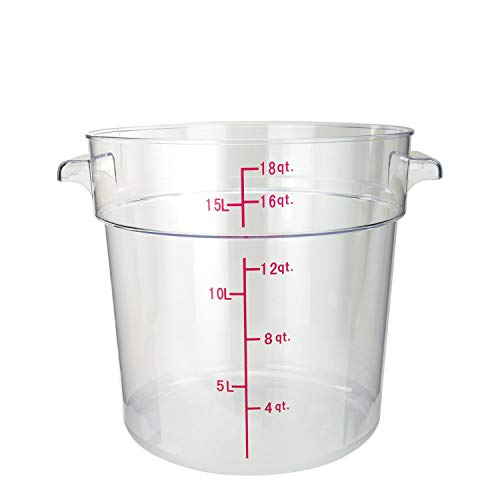 Tiger Chef 18 Quart Commercial Grade Clear Food Storage Round Polycarbonate Containers With Clear Lids - size: 18 Quart