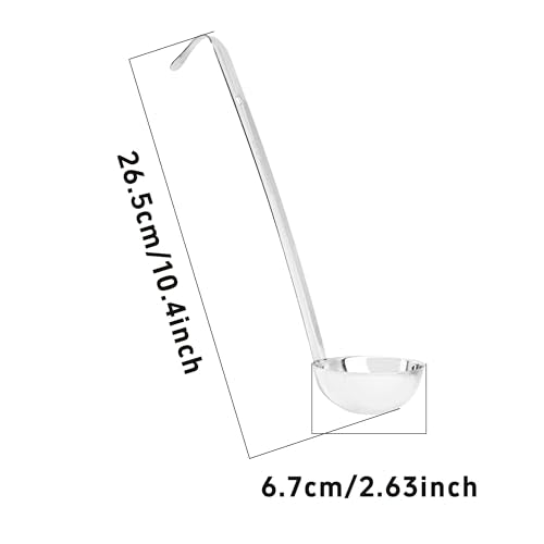 2Pcs 3oz Stainless Steel Soup Ladle, Long Handle Ladles with Pouring Rim for Cooking, Serving Soup, Sauce, Stew, Kitchen - size: 3oz