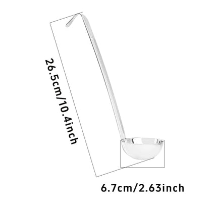 2Pcs 3oz Stainless Steel Soup Ladle, Long Handle Ladles with Pouring Rim for Cooking, Serving Soup, Sauce, Stew, Kitchen - size: 3oz