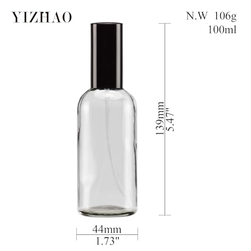 YIZHAO Clear Glass Spray Bottles 4oz, with Small Fine Mist Spray, Metal Cap, Refillable for Essential Oil,Travel,Cleaning,Perfume,Aromatherapy,Makeup – 4 Pcs - color: Transparent, size: 100ml-4
