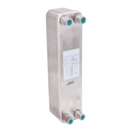 GLOGLOW Cooler Heat Exchanger Brazed Plate Heat Exchanger Chiller 304 Stainless Steel with 99.9% Copper Brazing for Beer Wort Water Laboratory Exchange Stainless Steel Plate Nan