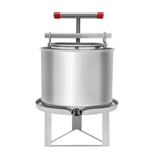 12.6L/3.3Gal Manual Press Machine Fruit Wine Press with T-Handle, Stainless Steel Wine Making Equipment Manual Cheese Press Grape Cider for Pressing Cheese, Herbs, Olive Oil, Honey