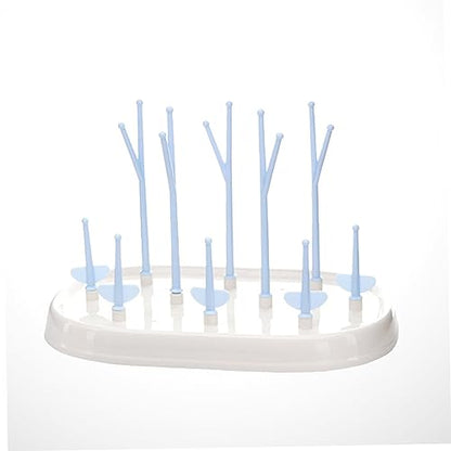 Toddmomy Multifunctional Bottle Drying Rack Tree Branch Organizer with Flexible Arms and Removable Tray Eco Friendly Plastic Bottle Holder for Countertop Space Saving Blue Design