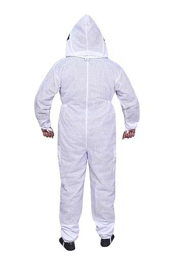3 Layers Beekeeping Suit for Men and Women, Ventilated Mesh Full Body Protective Gear, (White, XL) - size: XL