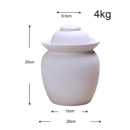 Fermentation Jar Kit Traditional Chinese Coarse Porcelain Pickle Jar for Pickles Kimchi,Double Sided Unglazed Ceramics Fermenting Crock Kit With Water Seal Airlock L 4Kg