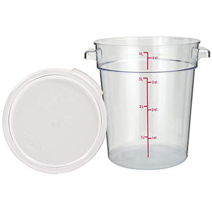 Tiger Chef 4 Quart Commercial Grade Clear Food Storage Round Polycarbonate Containers With Clear Lids - size: 4 Quart