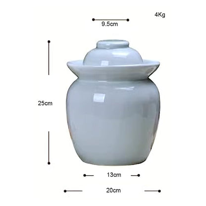 Fermentation Jar Kit Traditional Chinese Porcelain Pickle Jar,Ceramics Fermenting Crock Kit with Water Seal Airlock Lid, Pickle Jar for Pickles Kimchi, Sauerkraut green-4kg