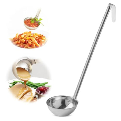 Ladle - Durable Stainless Steel Ladle Serving Measuring Soup Dressing Sauce Gravy Sturdy Dependable Long Handle for Kitchen (1, 10 Oz.) - size: 10 Oz.