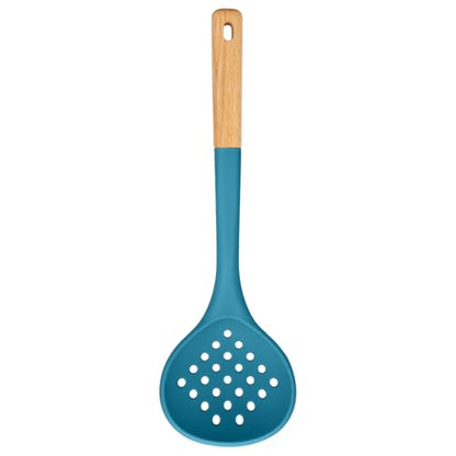 Kitchen Ladle Strainer, Large Slotted Spoon with High Heat Resistant BPA Free, Non Stick Cooking Skimmers For Draining & Frying, 13.2inch (Blue) - color: Blue
