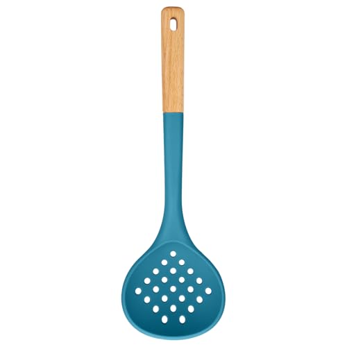 Kitchen Ladle Strainer, Large Slotted Spoon with High Heat Resistant BPA Free, Non Stick Cooking Skimmers For Draining & Frying, 13.2inch (Blue) - color: Blue