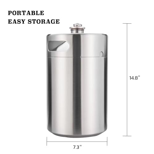 TMCRAFT 270OZ Stainless Steel Mini Keg, Portable beer growler with Exhaust Valve Designed Cap to Keep Beverage Fresh