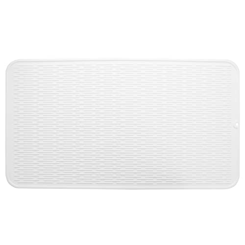 MicoYang Silicone Dish Drying Mat for Multiple Usage,Easy clean,Eco-friendly,Heat-resistant Silicone Mat for Kitchen Counter or Sink,Refrigerator or Drawer Liner White 4XL 32 inches x 18 inches - color: White, size: 32"L x 18"W