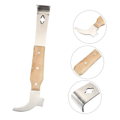 LIOOBO Beehive Frame Scraping Cleaner Beekeeping Suit Tool Hive Lifter Stainless Steel Pig Tail Knife Quick Safe Cleaning