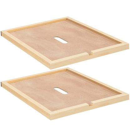 DoubleFill 2 Pcs 8 Frame Bee Hive Inner Cover for Hive Box Cover with Feeding Hole Beehive Frames Insulation Ventilation Inner Cover for Beekeeping Tool