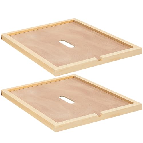DoubleFill 2 Pcs 8 Frame Bee Hive Inner Cover for Hive Box Cover with Feeding Hole Beehive Frames Insulation Ventilation Inner Cover for Beekeeping Tool