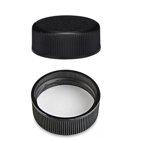 Black Polypropylene Screw Cap with Foam Liner, 28-400 Size, Fits Many 16oz & 32oz Bottles Including Boston Rounds, Good for Kombucha, Juice, Pack of 12 (Bottles Not Included) - size: 12 Pack