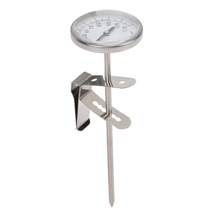 Milk Thermometer for Steaming Milk, 4.6cm Dial 12.5cm Probe Pot Thermometer with Bracket Water Thermometer Water Temperature Thermometer for Frothing Milk Coffee Cheese Making