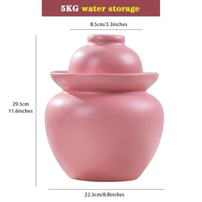 Matte Pink Stylish Pickle Jar, Household Large Capacity Rice Storage Barrel, Water Seal Design Fermentation Tank, Pickled Pickles and Beans(5kg/176.4oz) - size: 5kg/176.4oz
