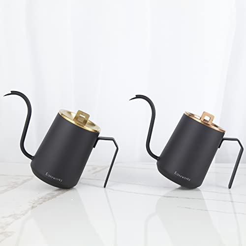 Easyworkz Gooseneck Pour Over Coffee Kettle 20 oz Stainless Steel Hand Drip Coffee Pot With Long Narrow Spout, Rose Gold Black - color: Rose Gold Black