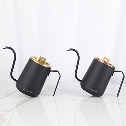 Easyworkz Gooseneck Pour Over Coffee Kettle 20 oz Stainless Steel Hand Drip Coffee Pot With Long Narrow Spout, Rose Gold Black - color: Rose Gold Black