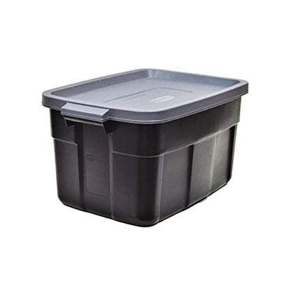 Rubbermaid Heavy Duty Black Storage Bins Plastic Totes with Lids for Storage, Stackable, Large Capacity, Durable, Multipurpose, 14 GAL, 6 Pack (14 GAL - 6 Pack Solid Black and Grey) - size: 14 Gal - 6 Pack