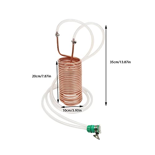 Copper Immersion Wort Chiller Coil, 26.24ft Silicone Hose Beer Brewing Cooler--Food Grade Copper, Fast Cooling, Universal Garden Hose Fitting, Easy Clean, for Homebrew, Kitchen & Outdoor, 7.87*3.94in