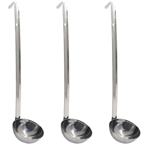 4 Oz Stainless Steel Ladle, 3 Pcs, 11.8" Long Handle Length | 3.15" Bowl Diameter, Sturdy Soup Ladle, For Stirring, Portioning and Serving, Soup and Stew, Restaurants and Home - size: 4 oz
