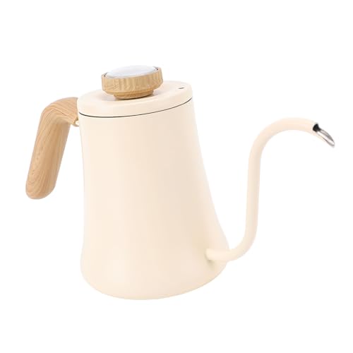 Jiawu Coffee Kettle, 600ML 304 Stainless Steel Long Spout Gooseneck Hand Drip Coffee Pot, Ergonomic Anti Scald Handle with Built In Thermometer Lid for Home Kitchen Use