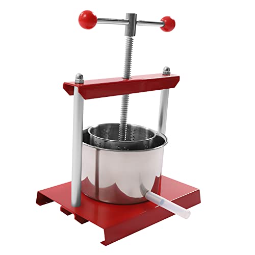 Juice Press, 3L/0.8Gallon, 6L/1.6Gallon Large Cheese Tincture Herb Fruit Wine Manual Press - Power Ball Handle-Stainless Steel & Iron for Juice, Cider,Wine,Olive Oil (3L/0.8Gallon)