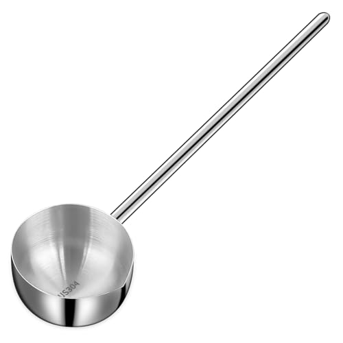 10.5 Inch Small Soup Ladle SUS 304 Stainless Steel Metal Deep Spoon With a Spout For Pouring Water, 2 oz Long Handled Gravy Spoon, Heat-resistant, Ideal For Serving Gravy, Sauce,Soup