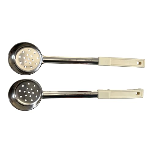 3 oz Slotted Stainless Steel Portion Control Ladle Spoon | Commercial-Grade Spoodle for Portioning & Draining - Pasta, Veggies & Buffet Service. Color-Coded by Size. Dishwasher Safe. - size: 3 Ounce Slotted