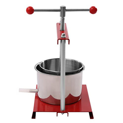 Fruit Wine Press, Manual Stainless Steel Juice Maker 1.6 Gallon Manual Press Honey Olive Oil Making Press with T-Handle for Outdoor, Kitchen, and Home - size: 1.6Gal