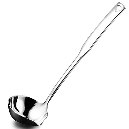 Kitchen Soup Ladle 304 Stainless Steel Punch Metal Luminous Ladell Spoons With Pour Spout Gravy Ladles for Serving,Cooking,Canning,11.8 inch