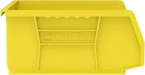 Akro-Mils 30255 AkroBins Plastic Storage Bins, Space-Saving Stackable Bins for Garage, Pantry, Craft Organization, 11" x 16" x 5", Yellow, 6-Pack - color: Yellow