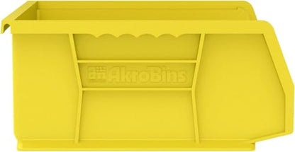 Akro-Mils 30255 AkroBins Plastic Storage Bins, Space-Saving Stackable Bins for Garage, Pantry, Craft Organization, 11" x 16" x 5", Yellow, 6-Pack - color: Yellow
