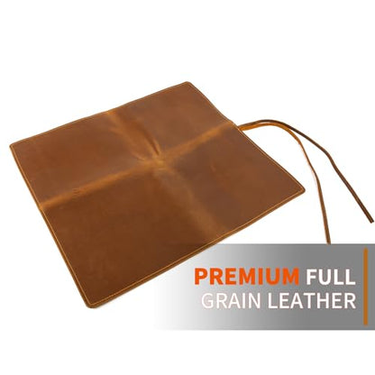 Genuine Leather Knife Roll, Knife Bags for Chefs Professional, Small Chef'S Knife Case Holder, Knives Holders Protectors with 7 Slots - color: 7 Slots Dark brown