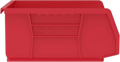 Akro-Mils 30255 AkroBins Plastic Storage Bins, Space-Saving Stackable Bins for Garage, Pantry, Craft Organization, 11" x 16" x 5", Red, 6-Pack - color: Red